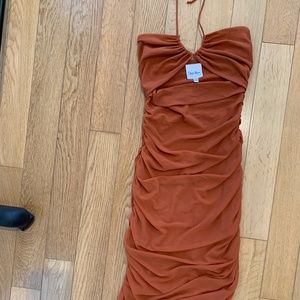 Bodycon Burnt Orange Halter Dress